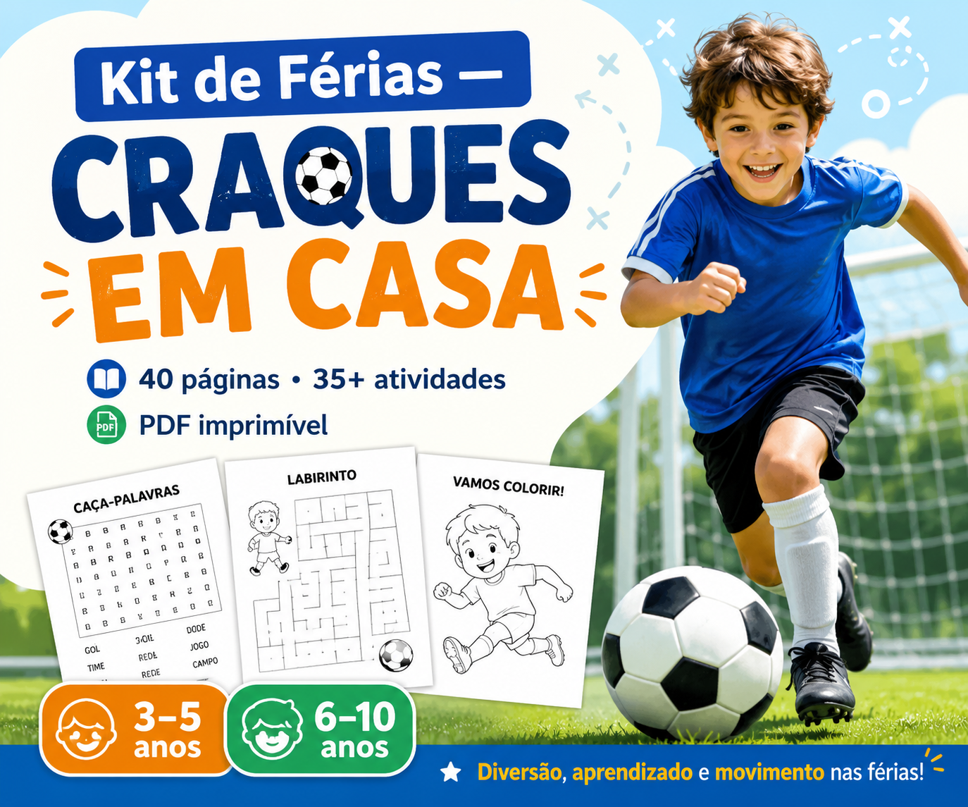 Capa do Kit de Férias Craques em Casa